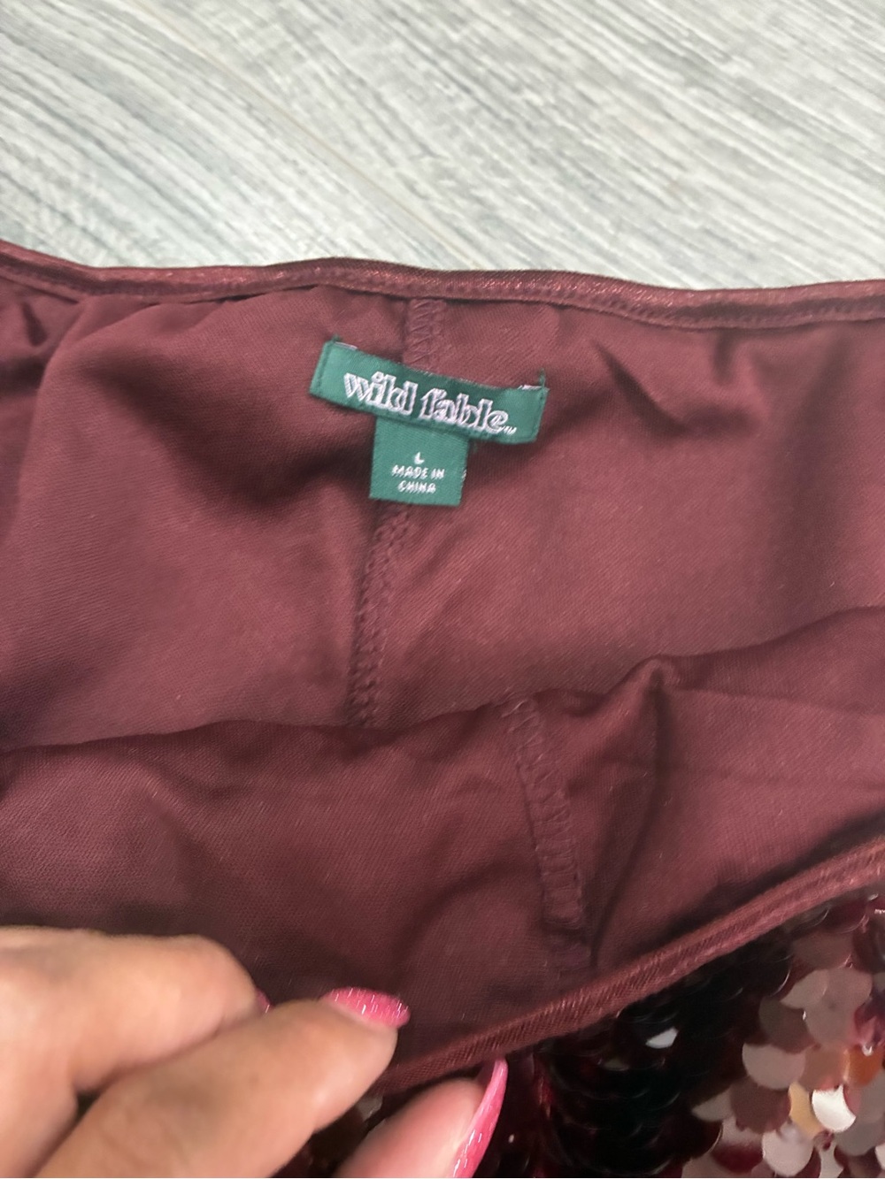 wild fable Burgundy Sequin Mini Skirt - Picture 2 of 3